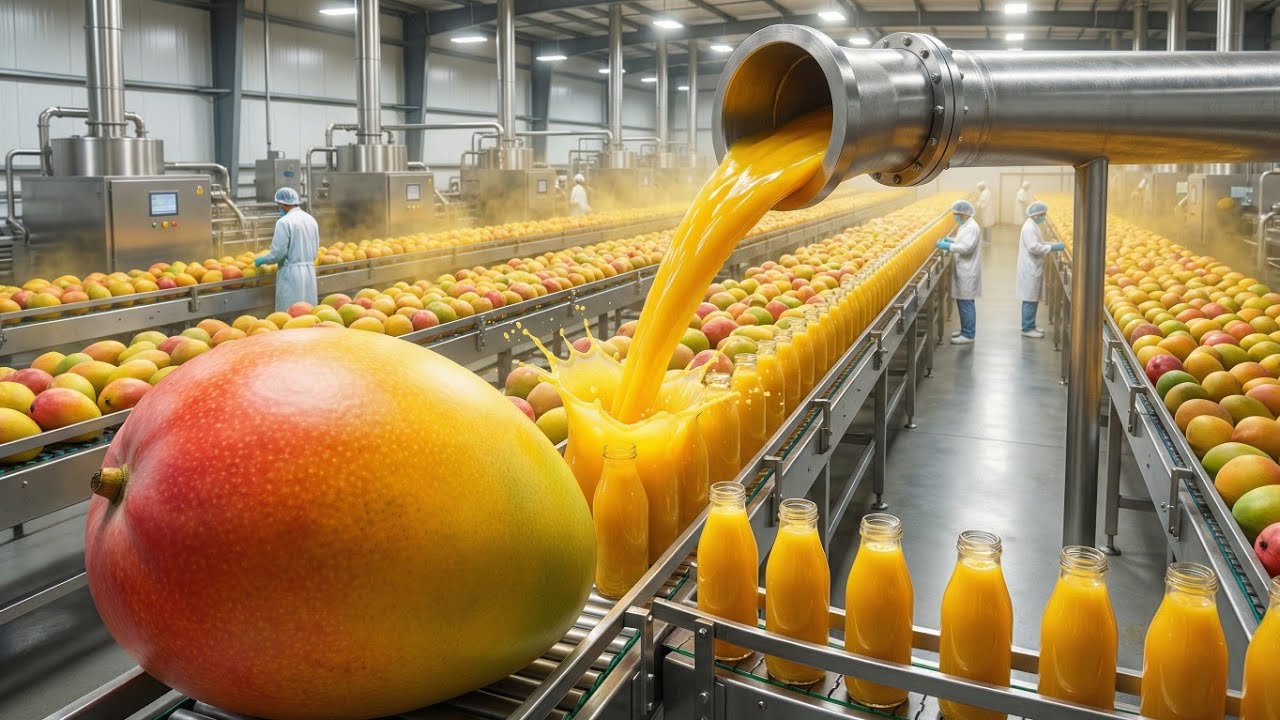 Inside a Massive Mango Juice Factory 🥭 | How Millions of Bottles Are Made