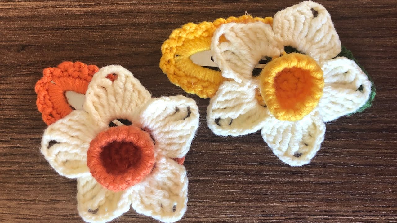Örgü Nergis Çiçekli Toka Yapımı | Örgü Toka Yapımı | Flower Yapımı