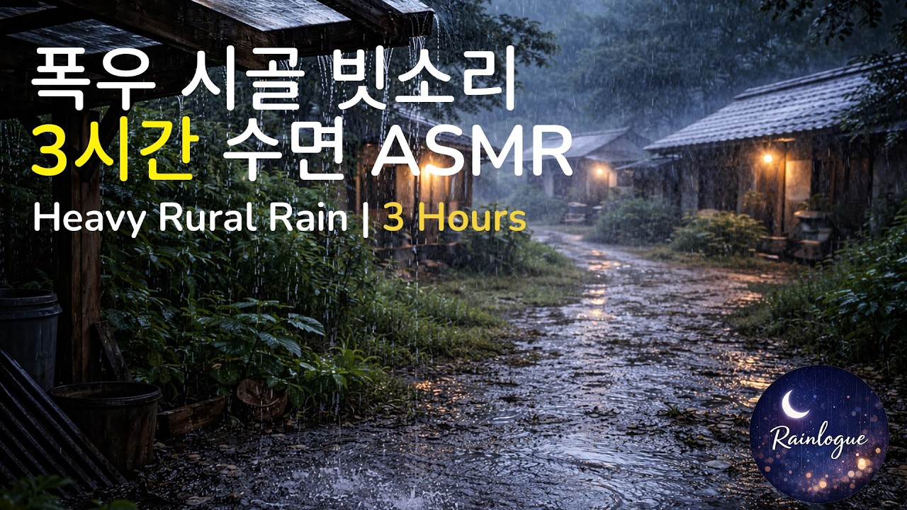 시골 폭우 빗소리 3시간 🌧 깊은 수면 ASMR | Heavy Rural Rain Sounds