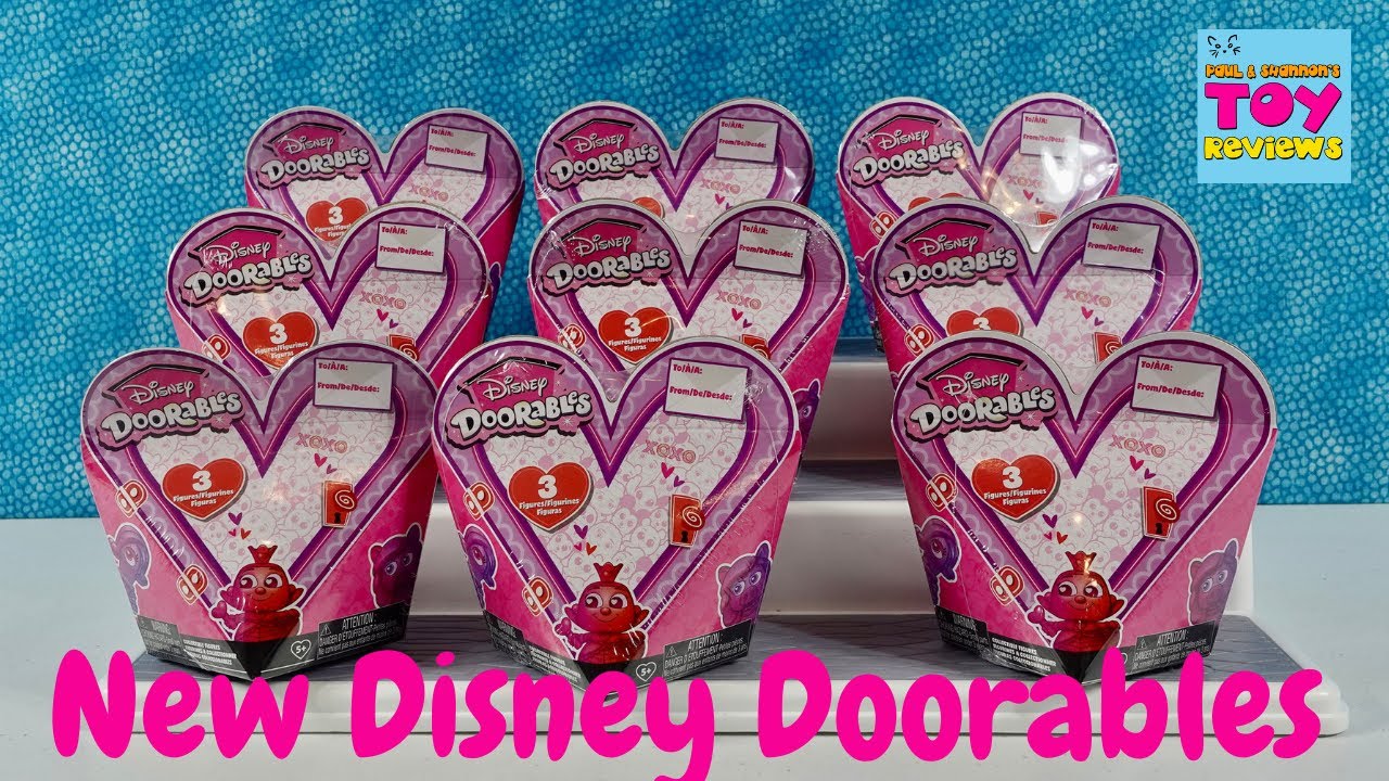 Распаковка набора из 3 фигурок Disney Doorables ко Дню святого Валентина (в закрытой коробке).