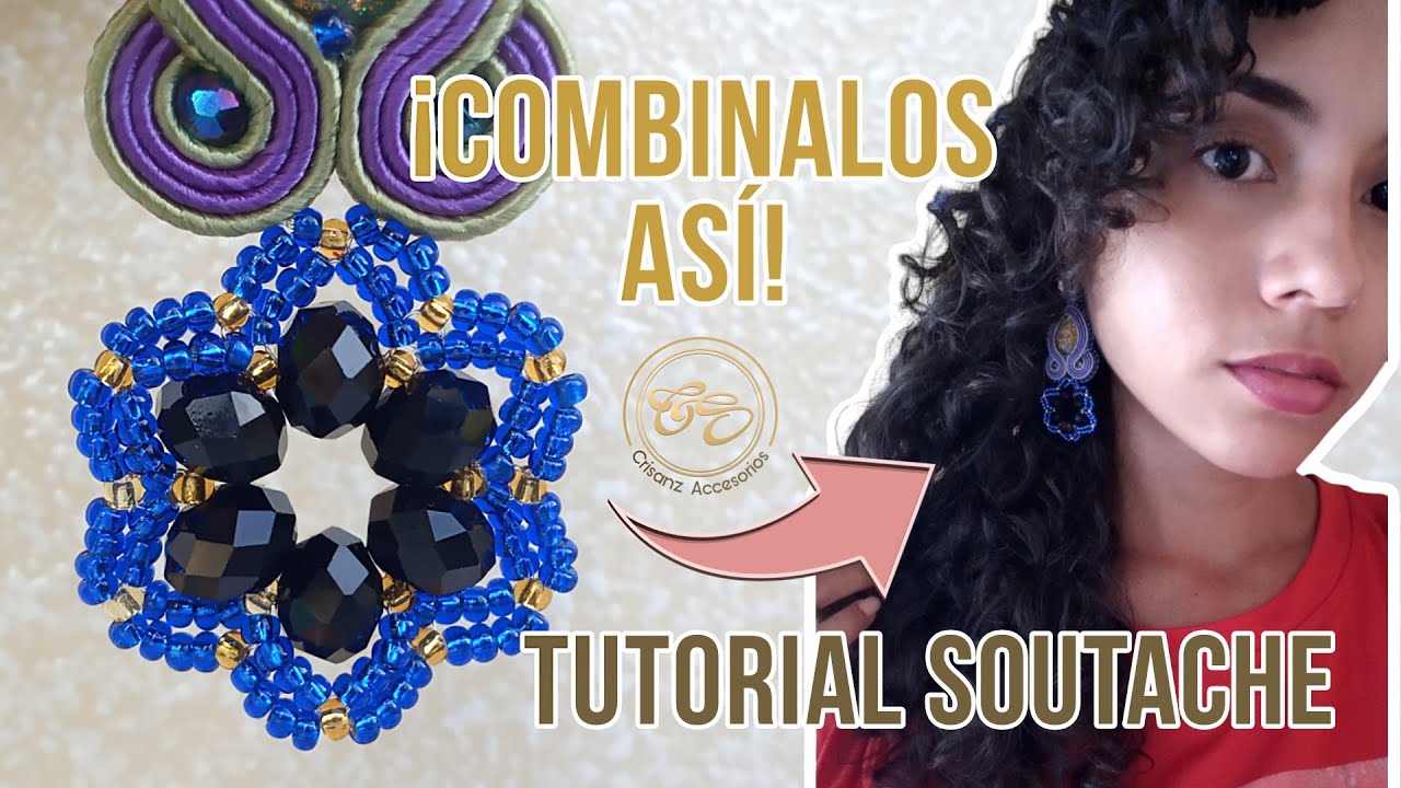 Como hacer ARETES en MOSTACILLAS CALIBRADAS + DISEÑO en SOUTACHE 2/2 @Crisanz.Accesorios