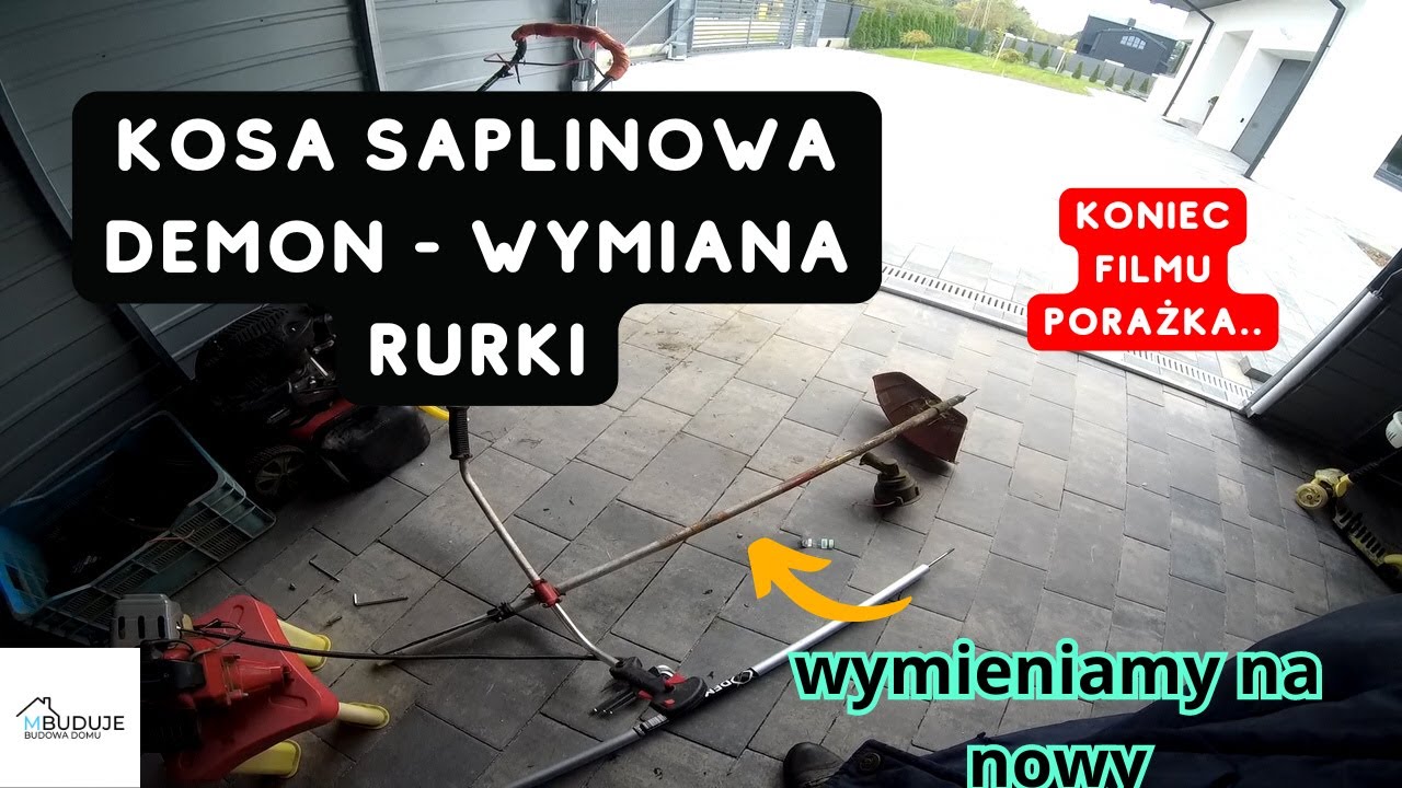 086 Wymieniam rurkę z wałkiem w kosie spalinowej. Porażka na koniec filmu...