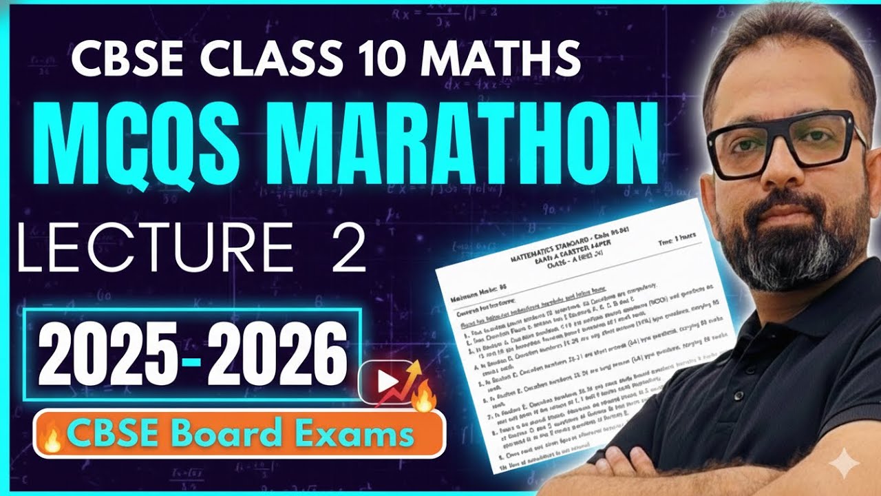 Most Important MCQs Marathon of Class 10 Maths Lecture-2 | Maths Board Exam 2026 Revision by JP Sir