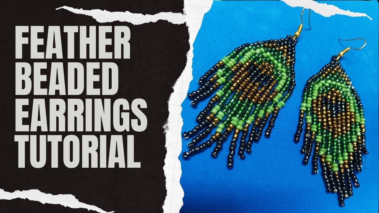 diy seed bead earrings tutorial/peacock feather beaded earrings/handmade earrings