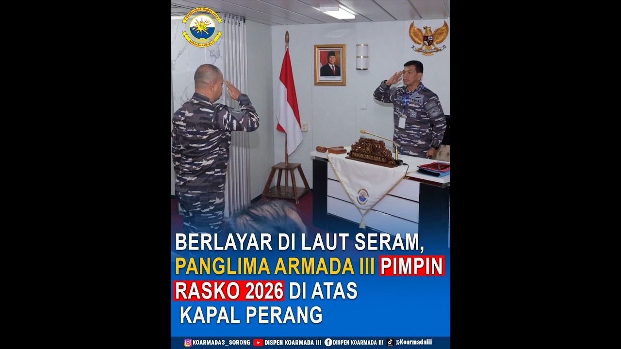 Berlayar di Laut Seram, Panglima Armada III Pimpin RASKO 2026 di Atas Kapal Perang
