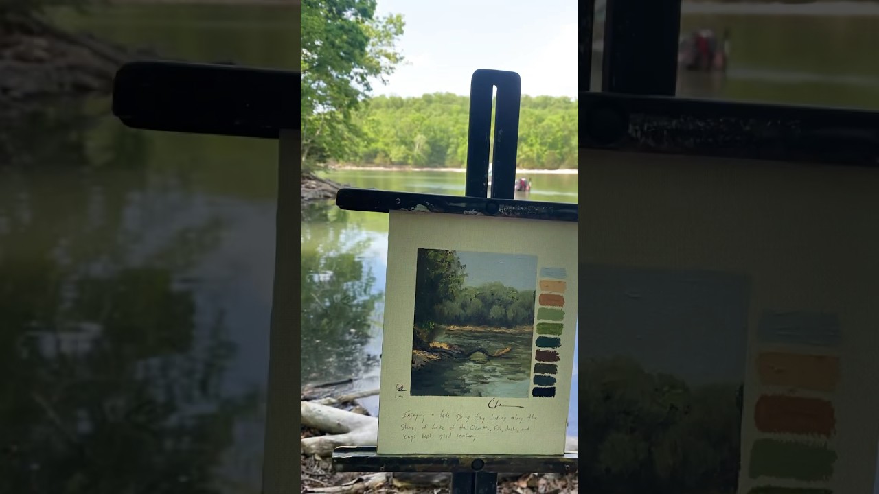 Plein Air Oil Painting by the Lake