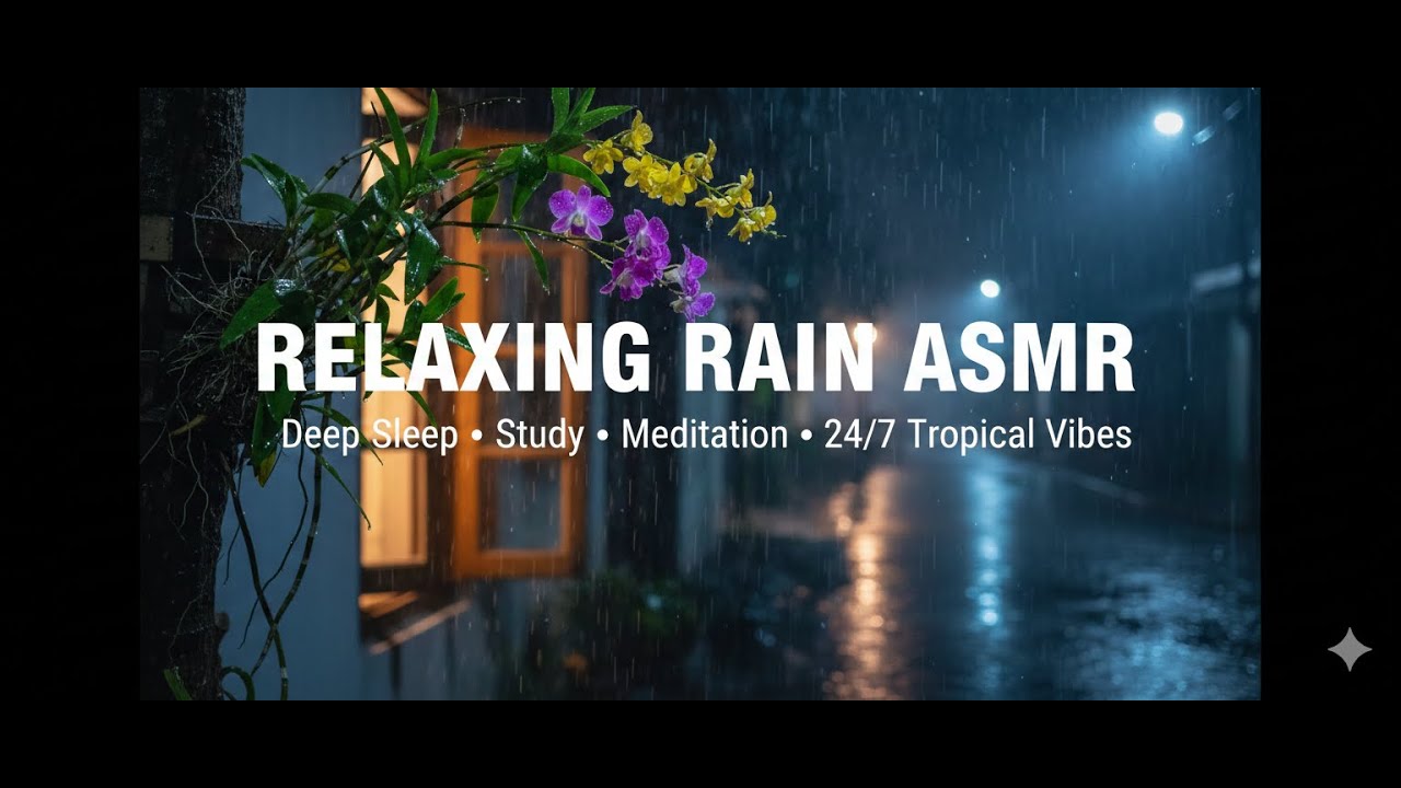Live 2: Rain on Orchids: Relaxing Tropical Night Rain for Sleep & Insomnia (ASMR)