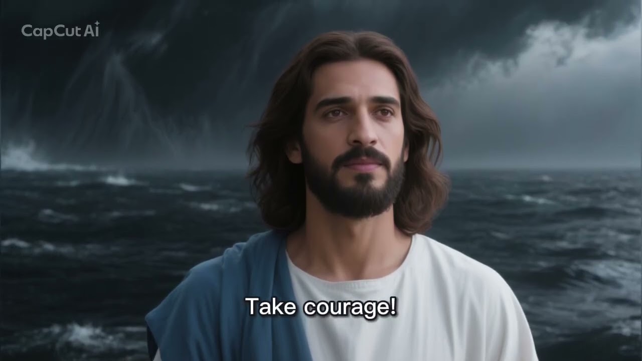 Why do you move your eyes away from Jesus. Simon Peter and Jesus walk on water.🌏