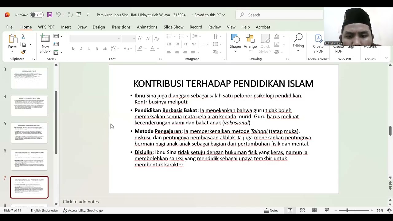 Pemikiran Ibnu Sina dalam Filsafat Pendidikan Islam -UASFPIS -UNISULLA - RAFI HIDAYATULLAH