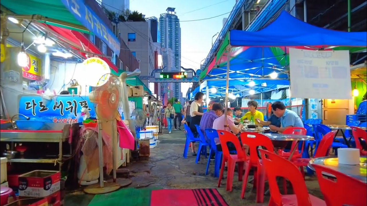 Прогулка от вокзала Пусана до рынка Чагальчи в Нампо-донге [4K] Пешеходная экскурсия по Корее