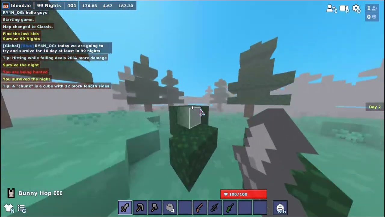 Trying to survive 10 days in Bloxd.io 99 Nights!