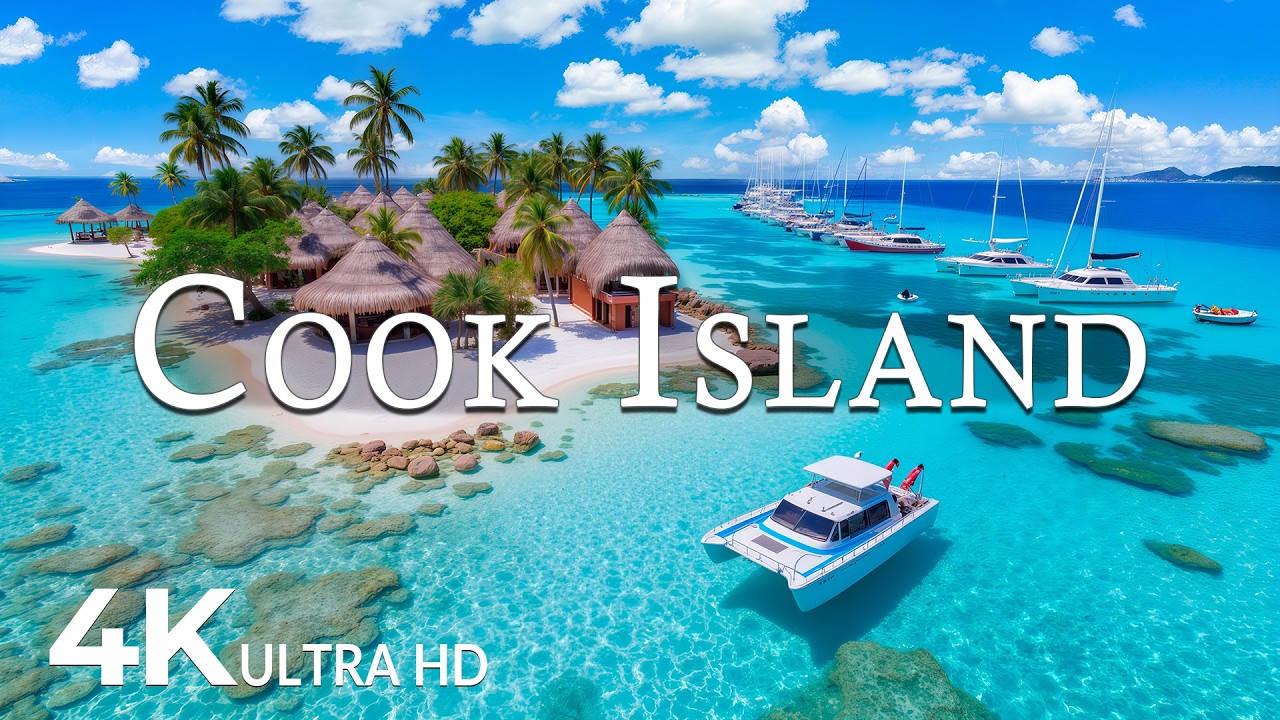 FLYING OVER COOK ISLAND (4K UHD) &ndash; Soothing Music Along With Beautiful Nature Video - 4K Video UHD