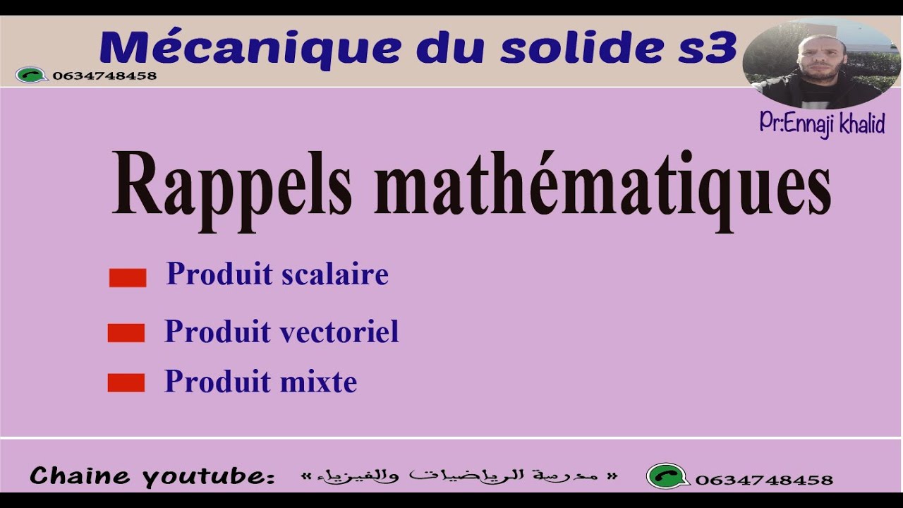 Rappels mathématiques mécanique du solide