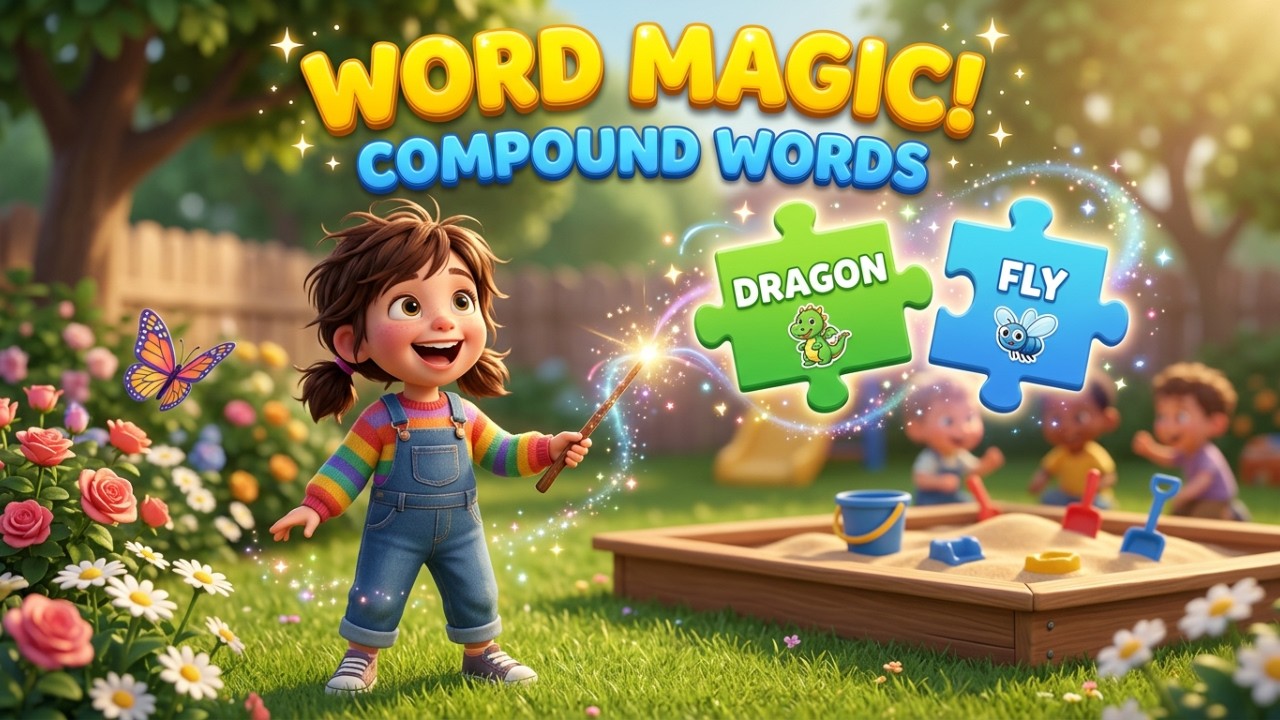 COMPOUND WORDS! 🐉🥪 Palavras Compostas em Inglês para Crianças (Butterfly, Sandbox & more!)