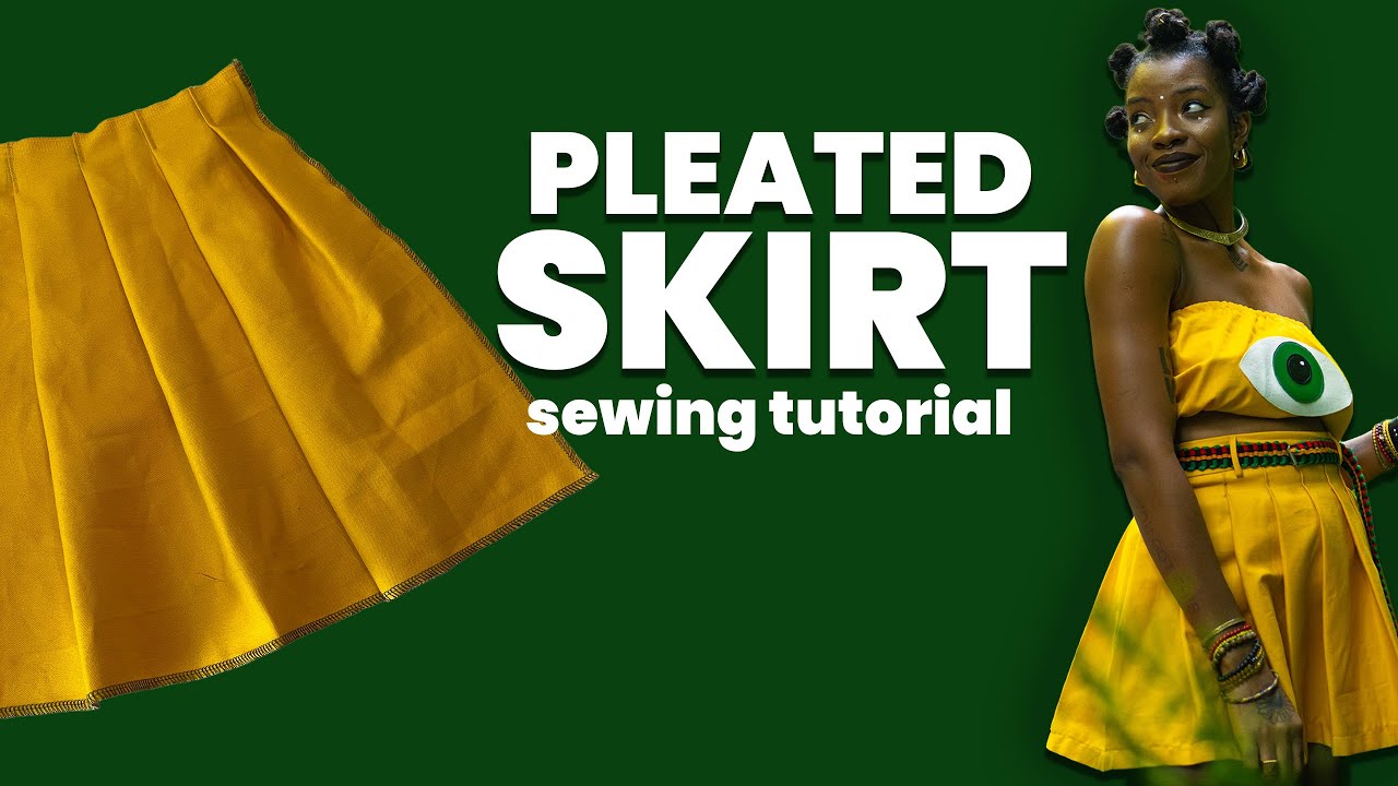 How to cut and sew a PLEATED SKIRT without a sewing pattern.