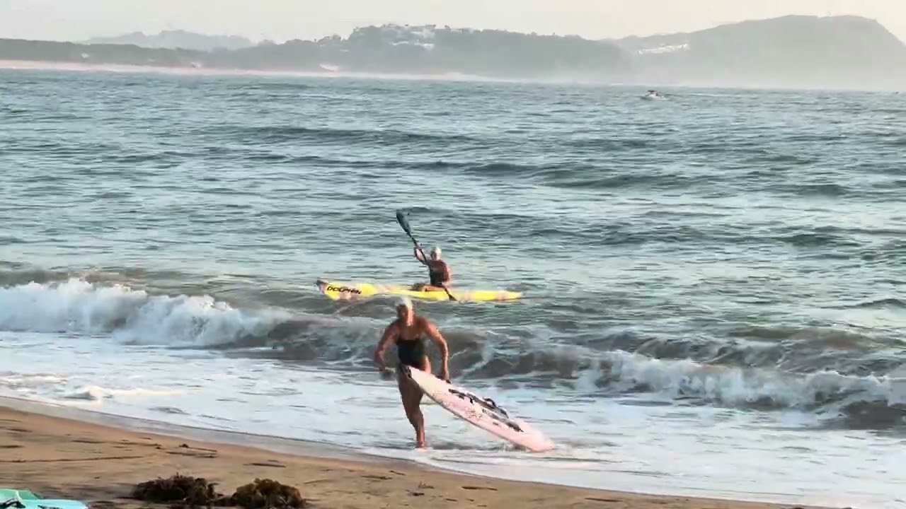 Terrigal Surf Club training session. Swim. Board. Ski. Incoming tide. Sunrise. 