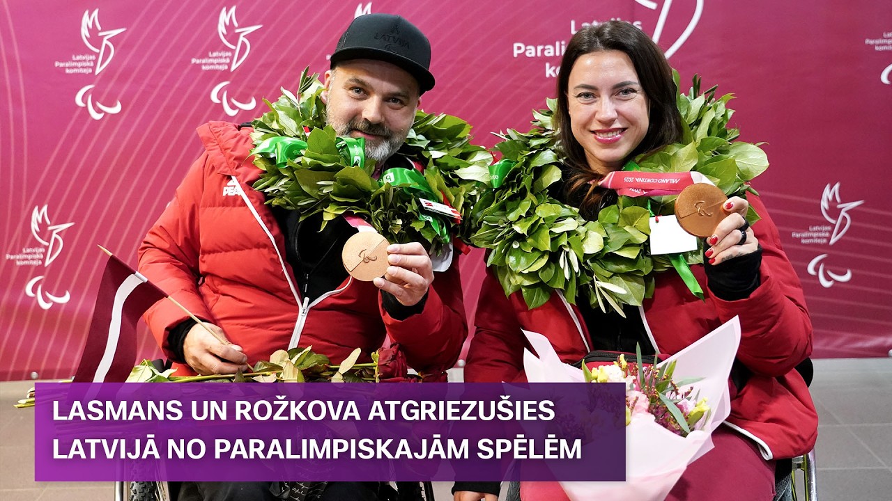 Ratiņkērlingisti Lasmans un Rožkova sagaidīti Latvijā no paralimpiskajām spēlēm I Sporta Studija