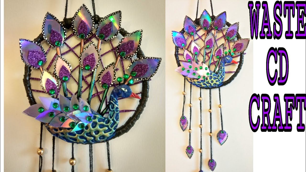 Recycle waste CD craft ideas / CD/DVD craft ideas / Peacock craft