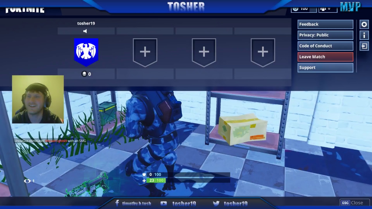 Tosher.0 playing Fortnite Ninja Style