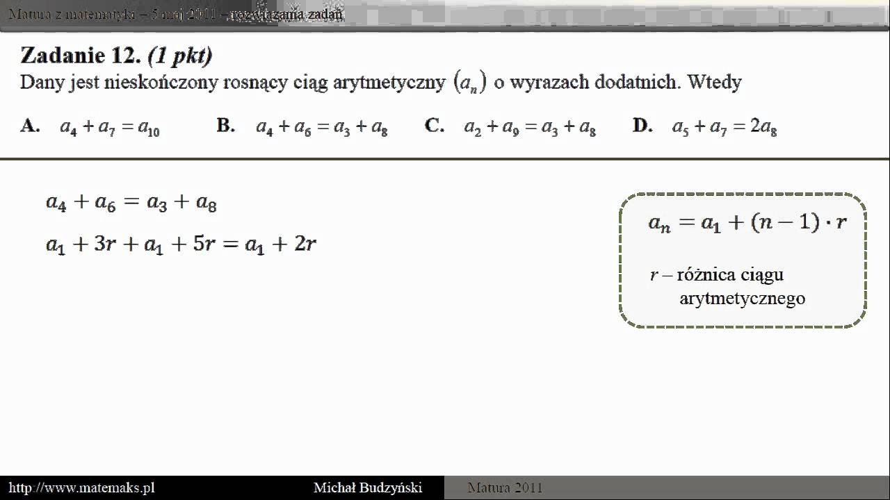 Matura z matematyki - 5 maj 2011 - zadanie 12