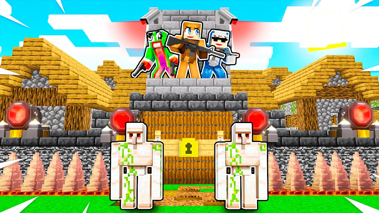 UNSPEAKABLE, MOOSE & SHARK Build an UNBREAKABLE VILLAGE Minecraft BUNKER!