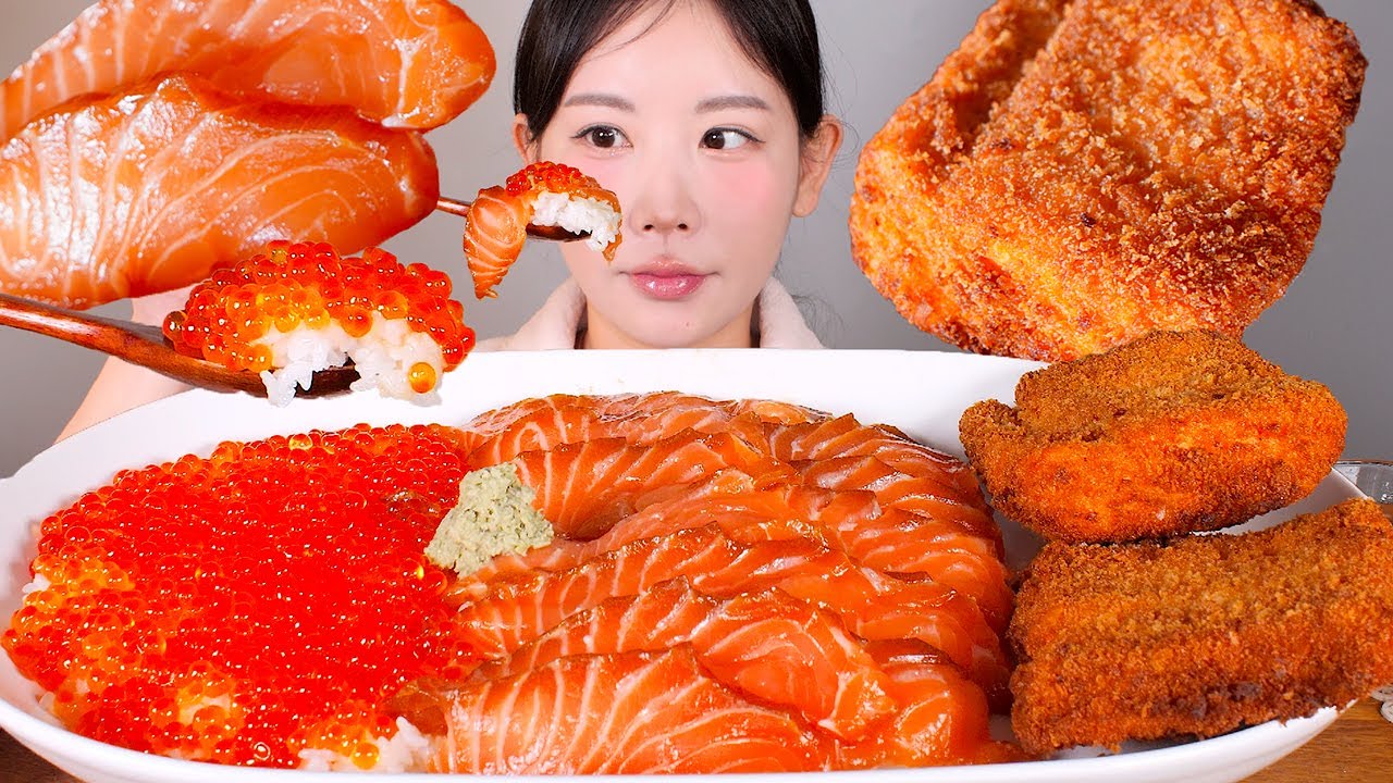 연어 정복 완료✊🧡 연어알 & 연어장 덮밥, 연어튀김 풀코스 먹방 Salmon Special [eating show] mukbang korean food