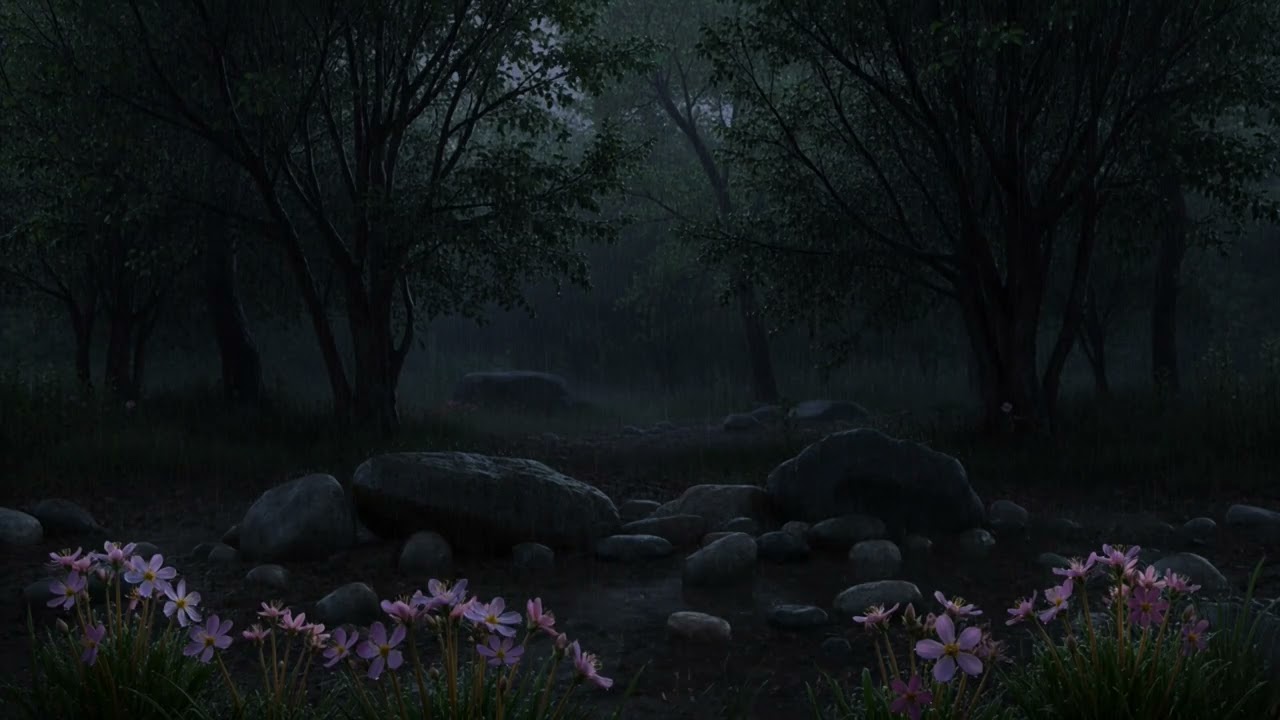 the rain sounds on the flower in forest 2
