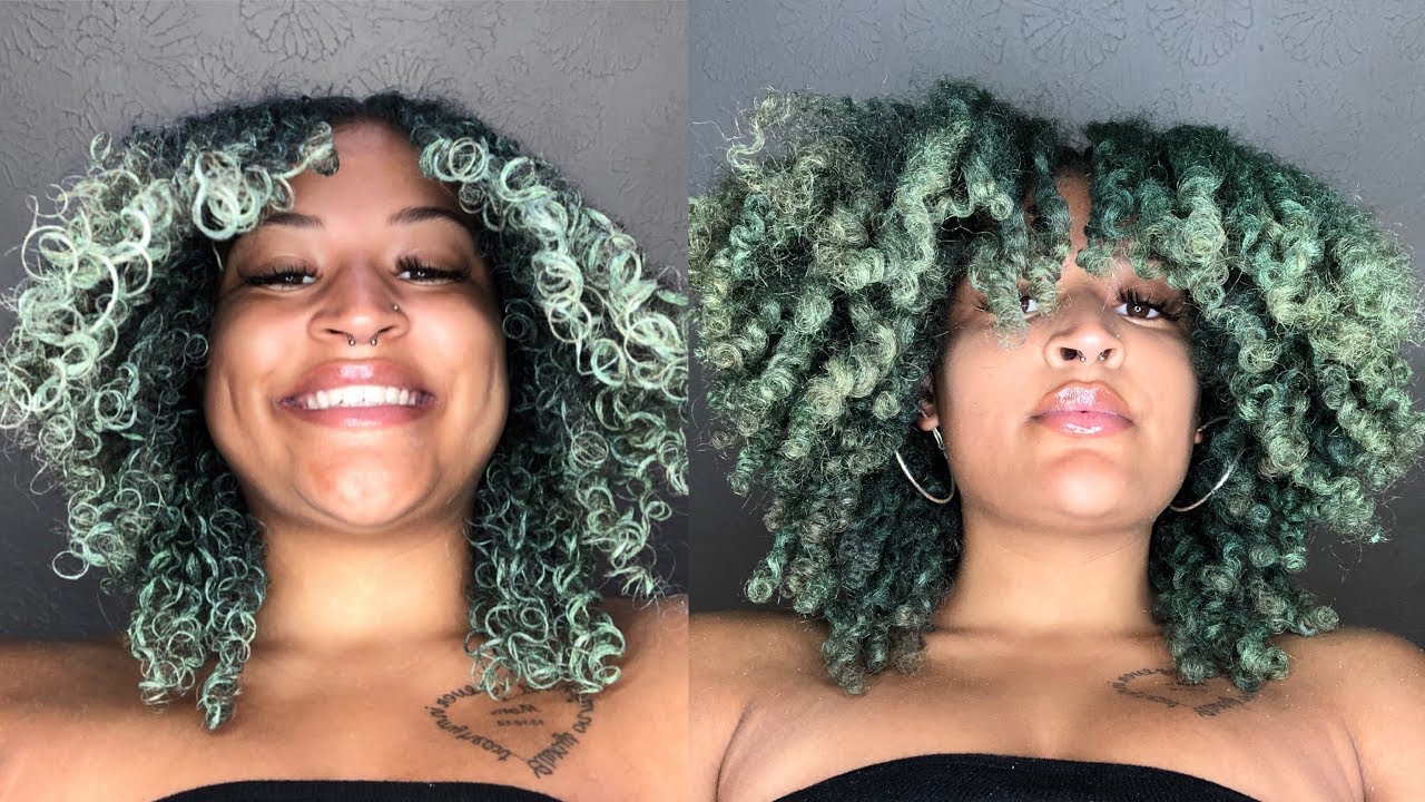 HOW TO : COLOR/DYE NATURAL HAIR GREEN | NO BLEACH OR PERMANENT COLORING