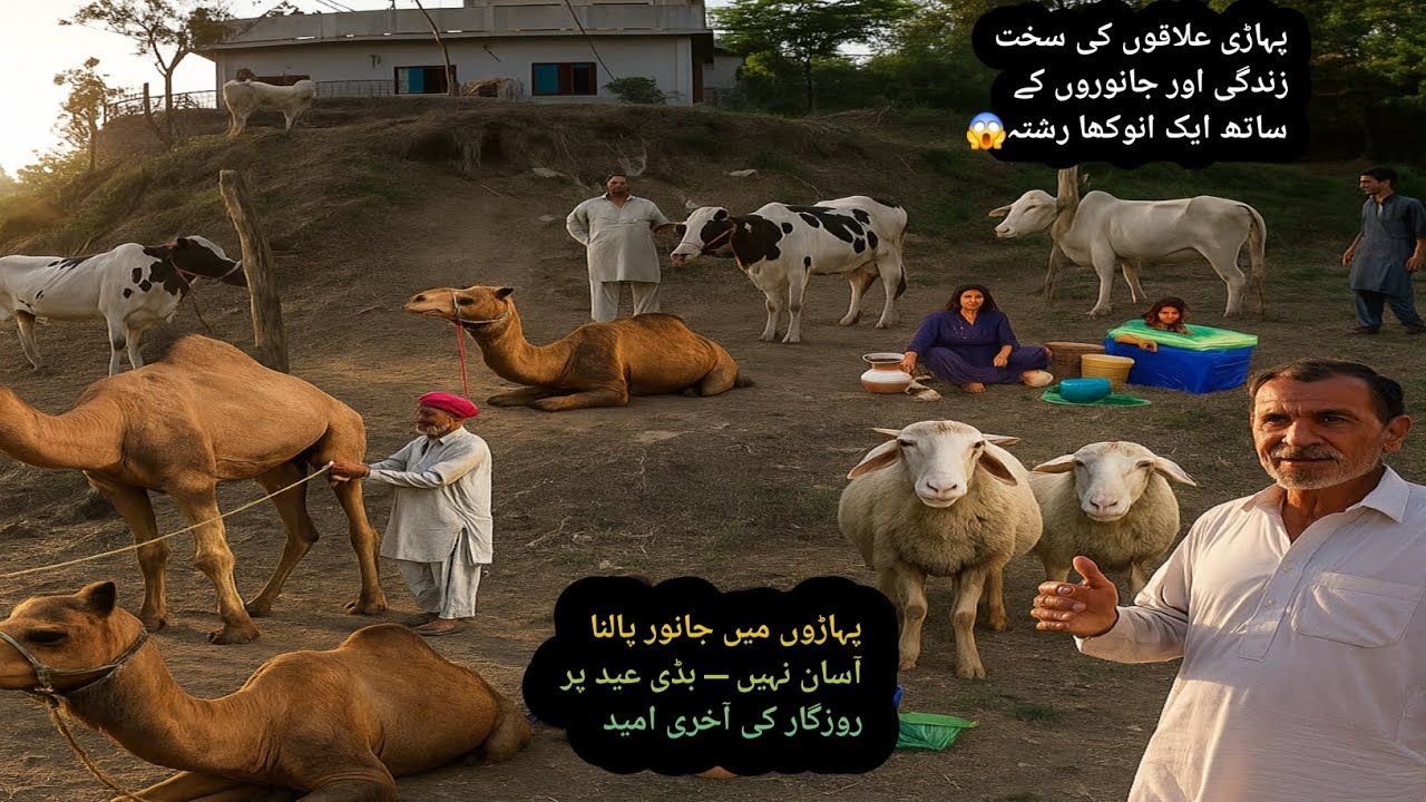 Village life with Animals in the mountains of Azad Kashmir