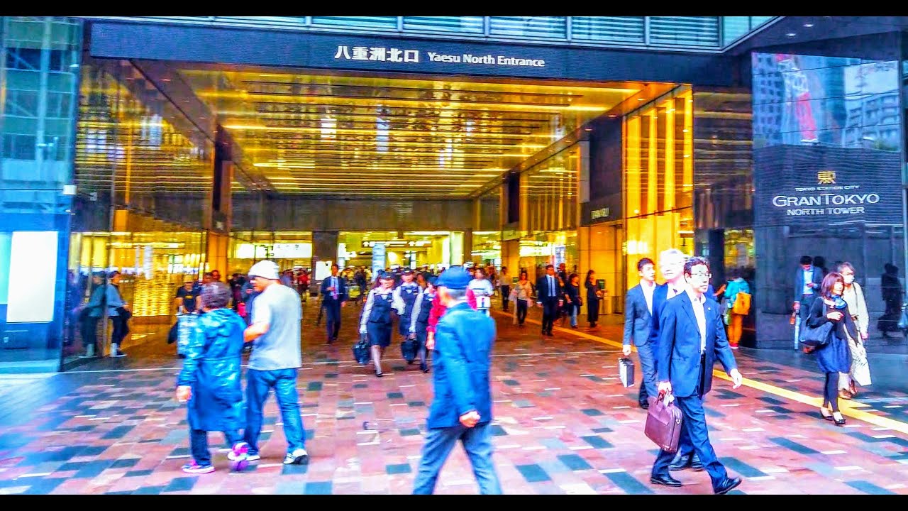 4Kᵁᴴᴰ | Tokyo Yaesu (八重洲) walk until heavy rain started |