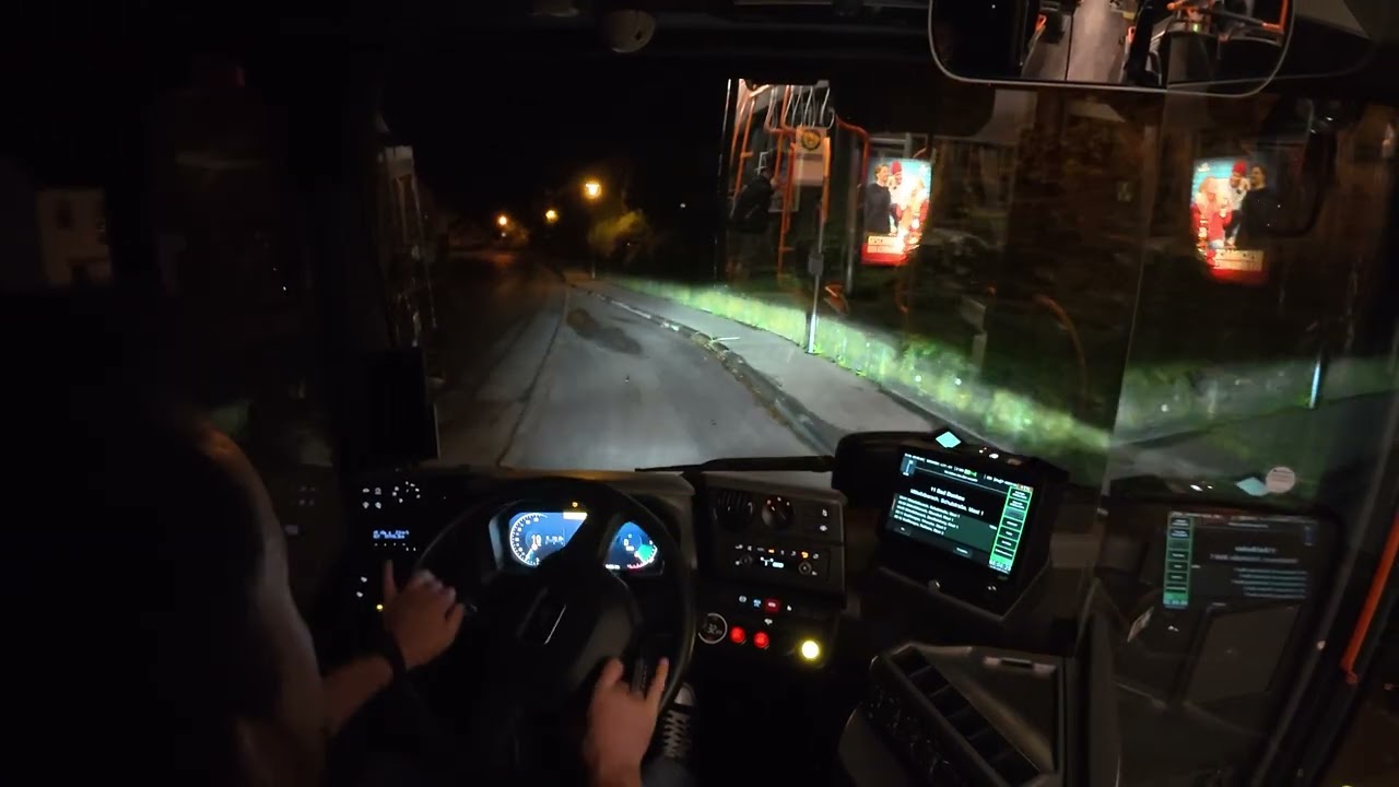 POV Night Bus Ride on Quiet Village Roads - Bad Buchau AM 4:45 | MAN Lion's City 12E