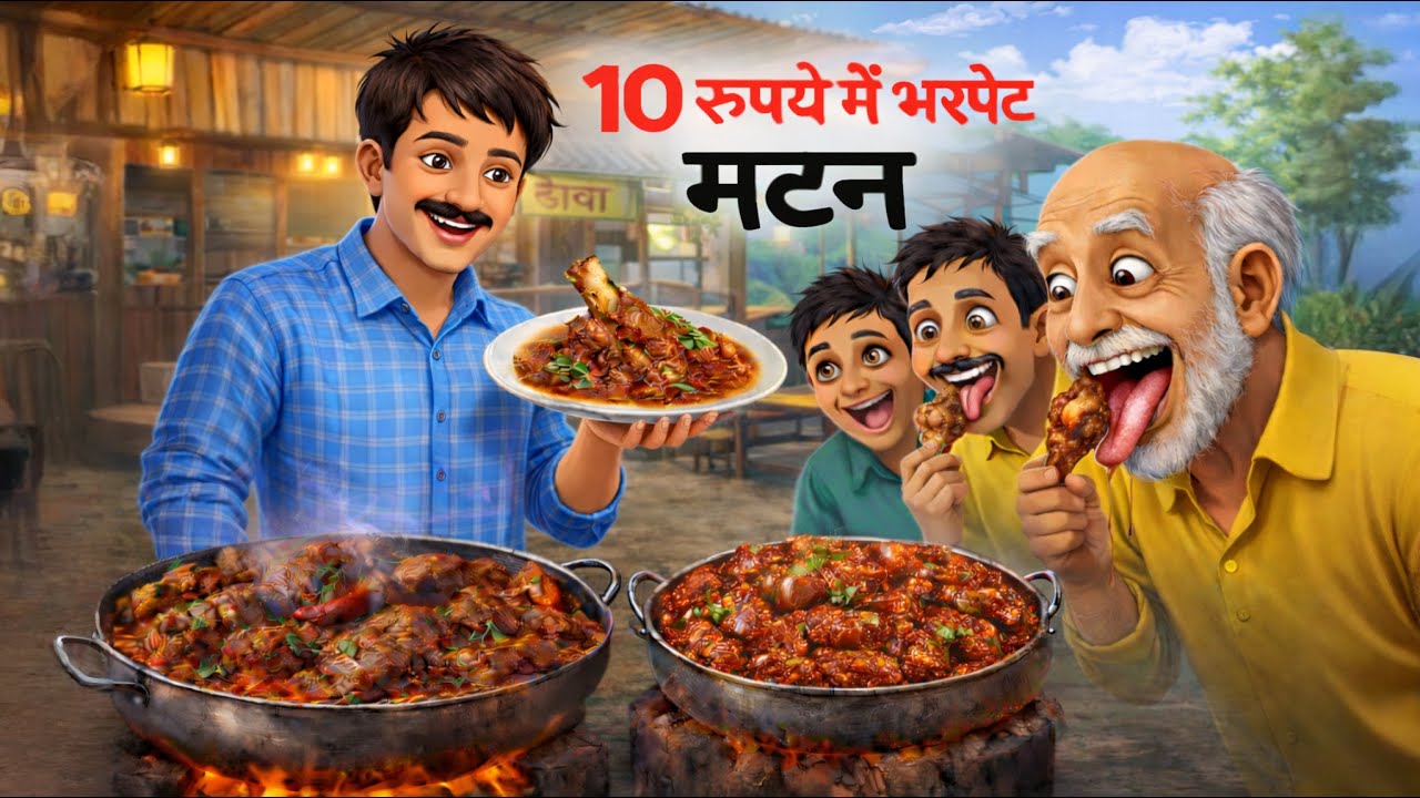 10 रूपये में भरपेट स्पाइसी मटन | 10 rupaye me bharpet spicy mutton| HINDI | HINDI STORIES
