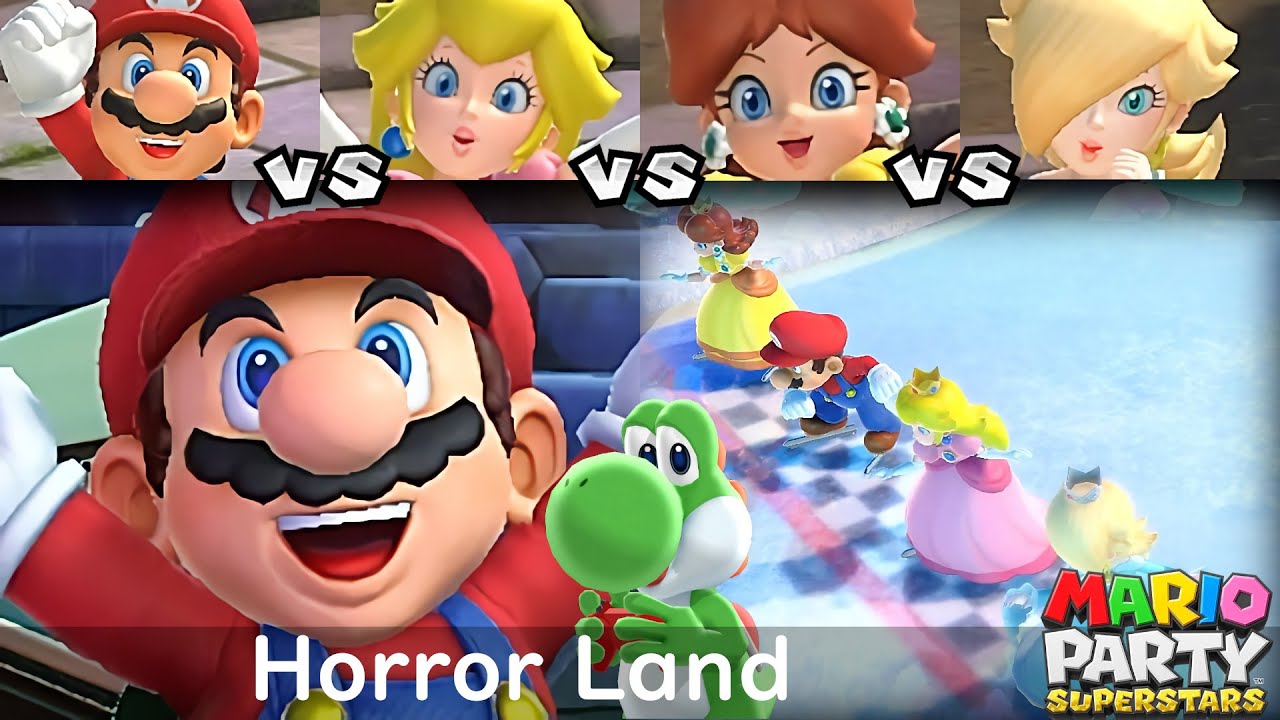 Mario Party Superstars Mario vs Peach vs Daisy vs Rosalina in Horror Land
