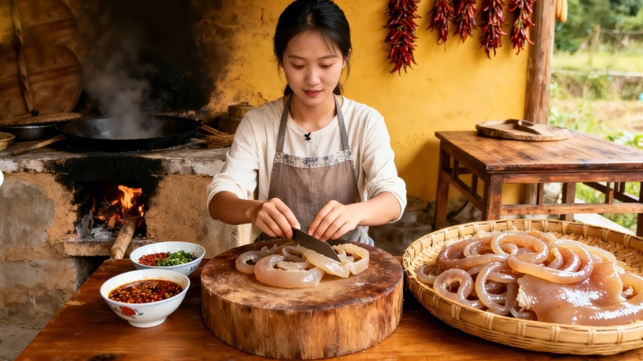 农村媳妇手作猪皮肚✨ 脆嫩Q弹不腻口，一口解锁农家本味