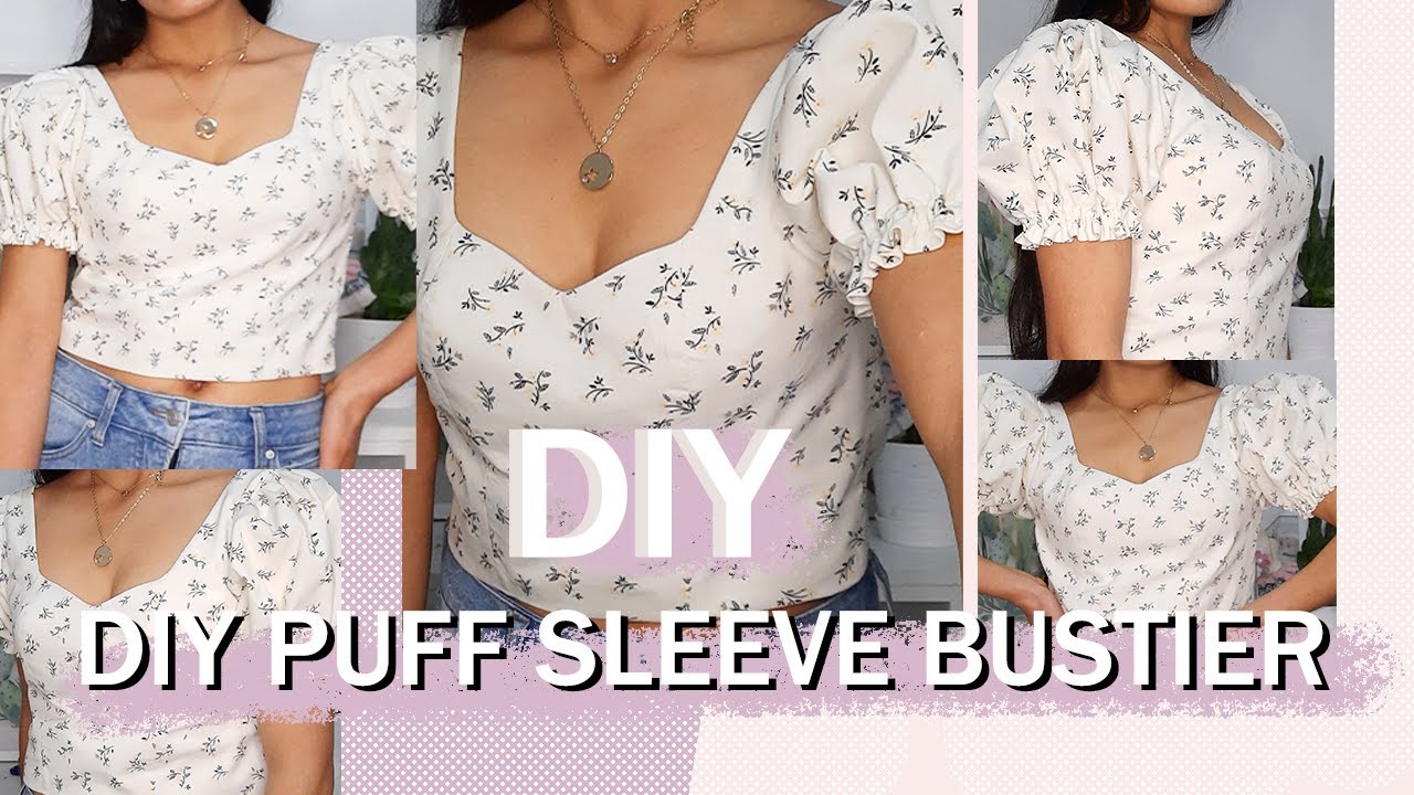 DIY PUFF SLEEVE BUSTIER-BLUSITA ESCOTE CORAZON CON MANGA PUF