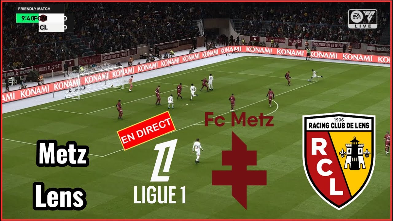 FC Metz vs RC Lens en direct LIGUE 1 aujourd'hui Match complet Simulation football Gameplay PC