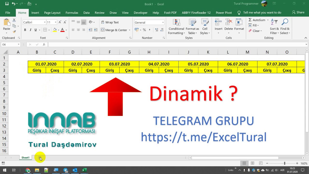 Cədvəli dinamik formaya &ccedil;evirmək.