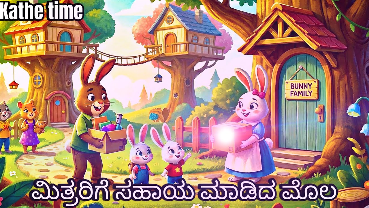 ಮಿತ್ರರಿಗೆ ಸಹಾಯ ಮಾಡಿದ ಮೊಲ | kids story in Kannada | #fairytalesstory #cartoon #illustration #kidstory