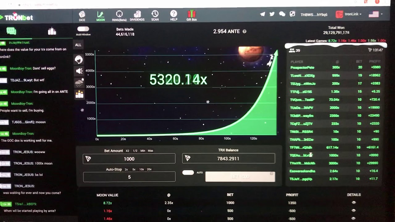 Tron Bet Moon hits 9999.0X