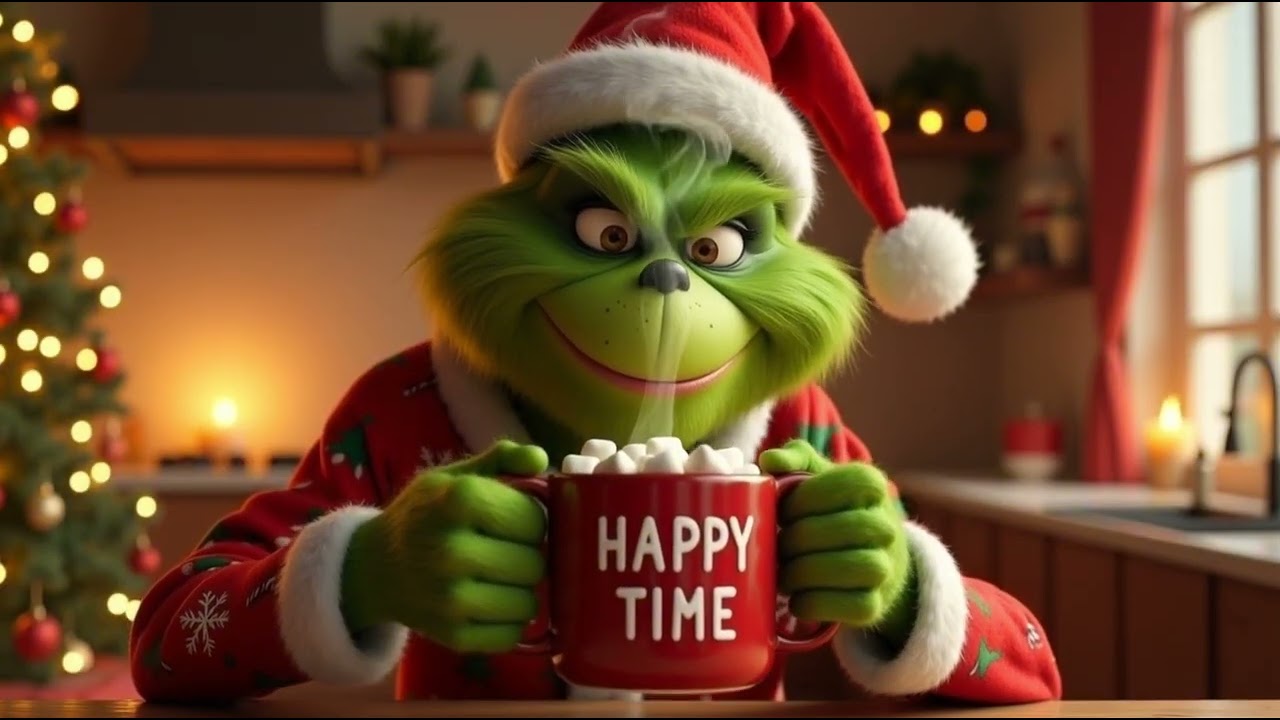 Cozy Christmas with the Grinch ☕ | Relaxing Holiday Music & Fireplace Ambience