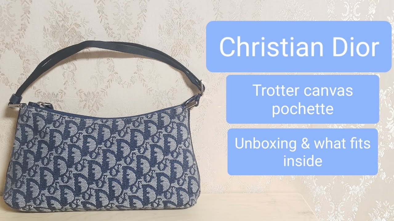 VINTAGE CHRISTIAN DIOR trotter canvas pochette bag | Unboxing & what fits inside vintage .