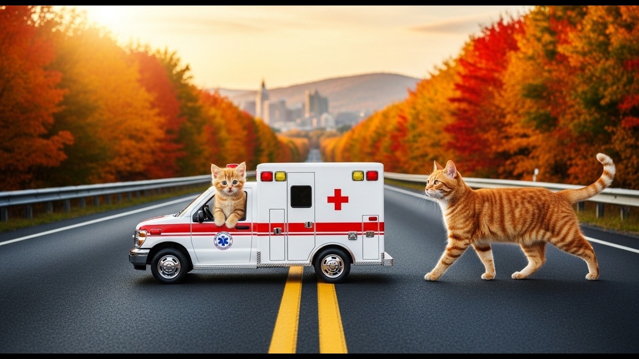 Brave Little Rescue Driver 🚑 | Mama Cat & Kitten Ambulance Adventure | Heartwarming Cat Animation
