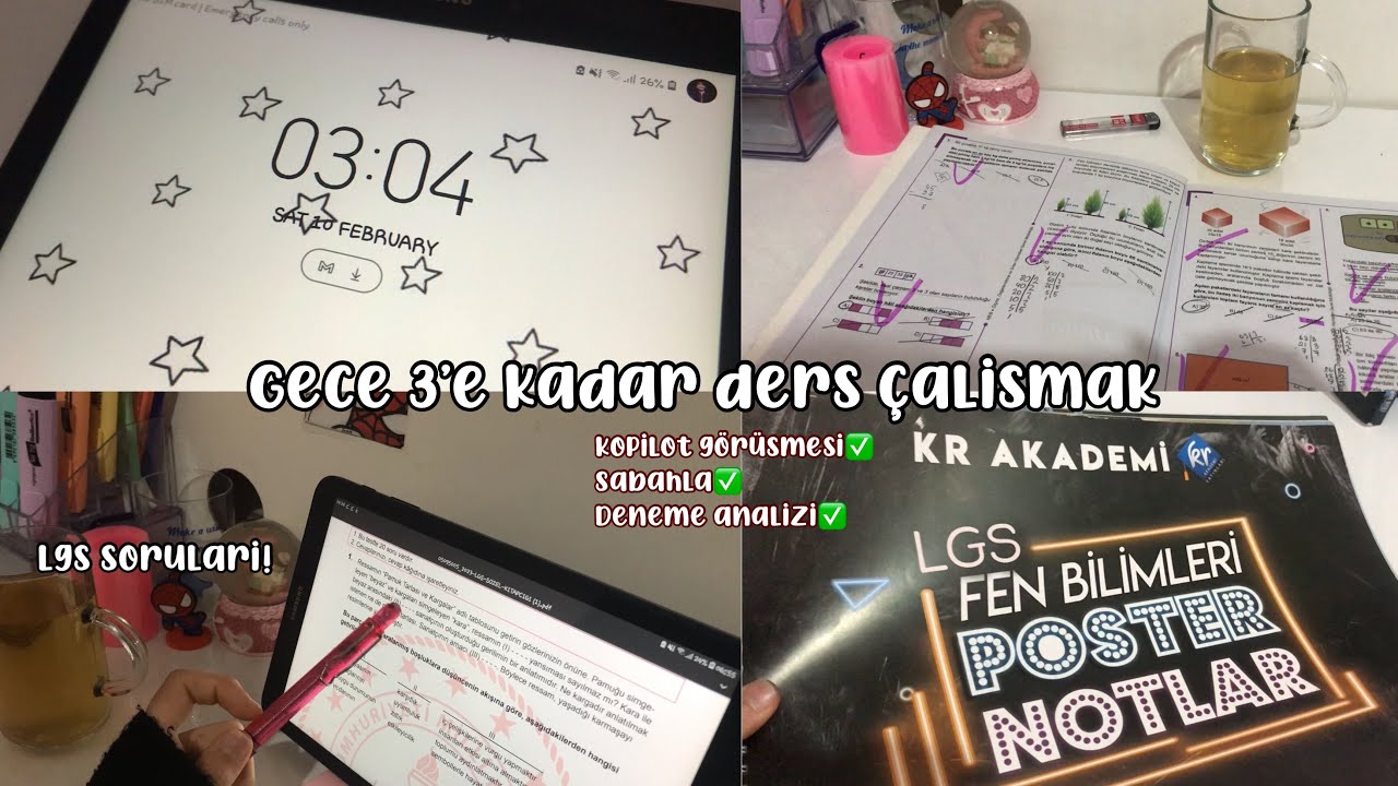 Gece 3’e Kadar Ders Çalışmak ❤️‍🔥 Lgs Ders Çalışma Günlüğüm