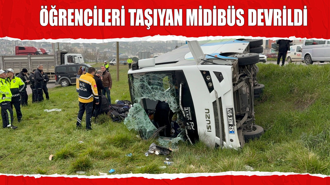 Yarışmadan D&ouml;nen &Ouml;ğrencileri Taşıyan Midib&uuml;s Şarampole Devrildi: 9&rsquo;u &Ouml;ğrenci 15 Yaralı