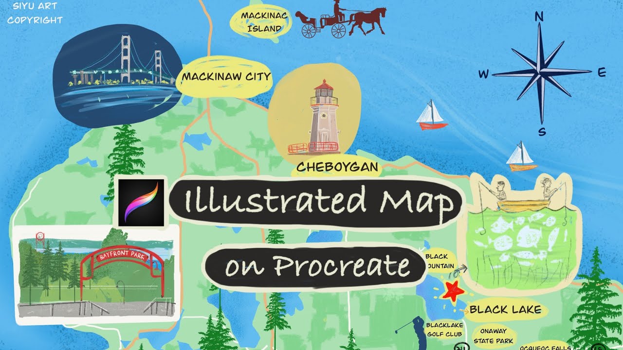 (iPad) Draw with me: Illustrated Map - Procreate Tutorial