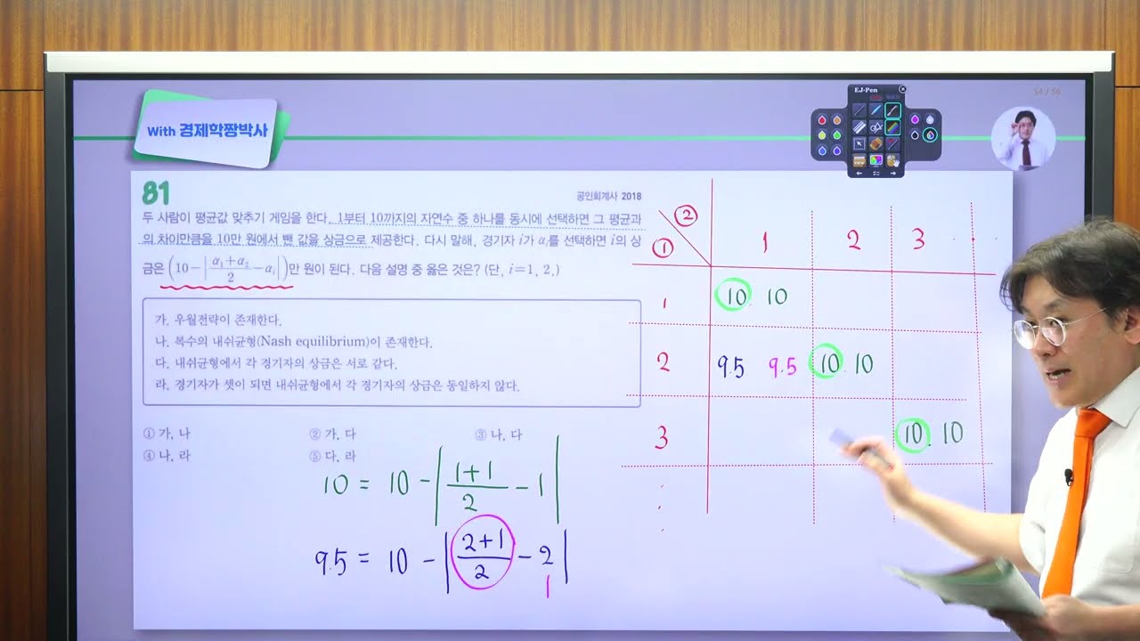 [객관식 경제학연습 미시문풀 304] (기출핵심) 제15장 과점시장 81번 - 동전맞추기 게임 [중요도] ★  [난이도] ★★★