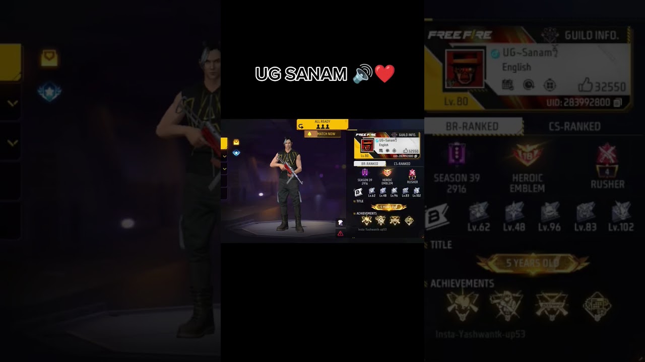 UG SANAM bhai❤️ Free fire UG eSports UG ayush reflex sniper #short #shorts #freefire
