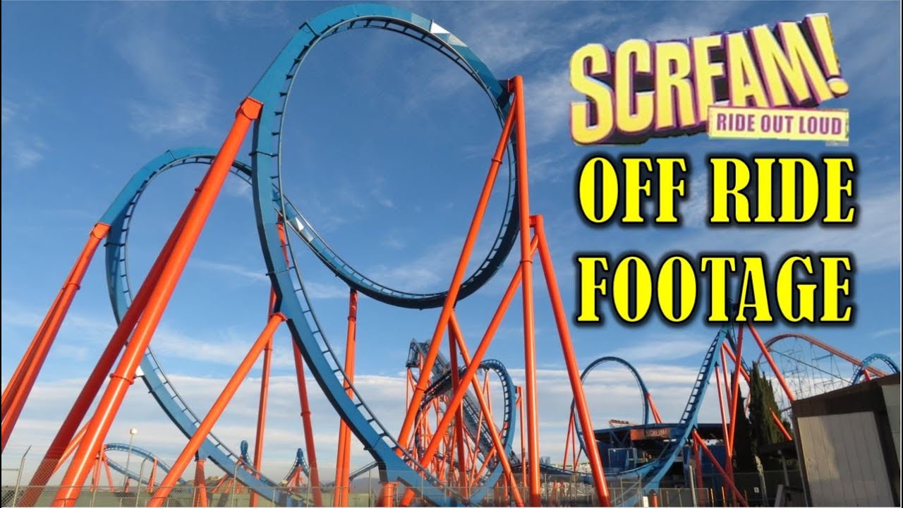 Scream at Six Flags Magic Mountain Off-Ride Footage (No Copyright)