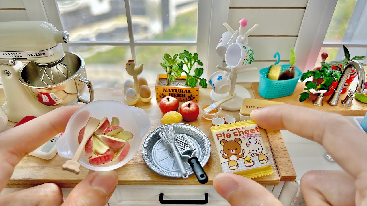 Re-Ment Mini Kitchen Apple Pie x Me & House Miniatures | Toy Miniature Cooking | Apple Pie 🍎 (ASMR)