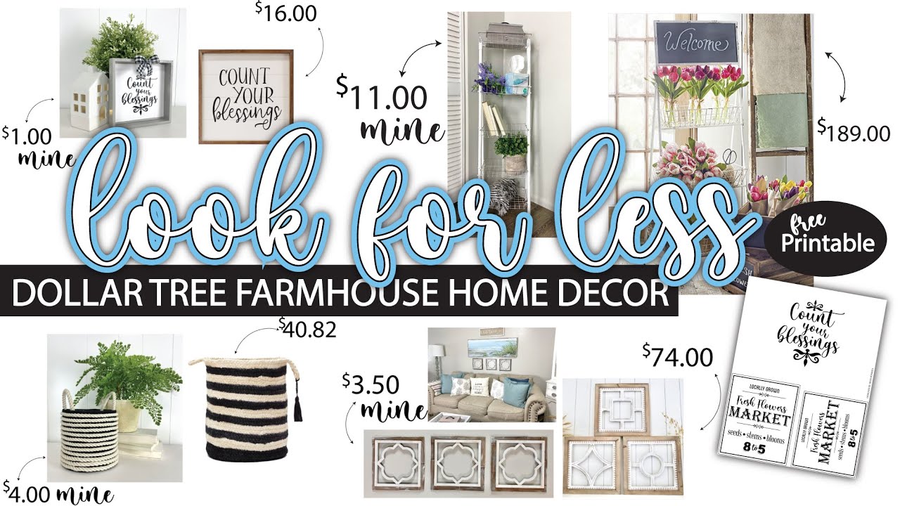 Look For Less | High End Home Decor DIY Crafts | Everyday Farmhouse Dollar Tree Decorations
